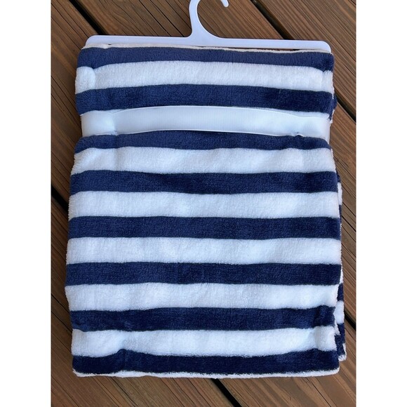 Zak & Zoey Baby Blanket Puppy Dog Face Blue White Stripes Fleece Lightweight New - Picture 3 of 3